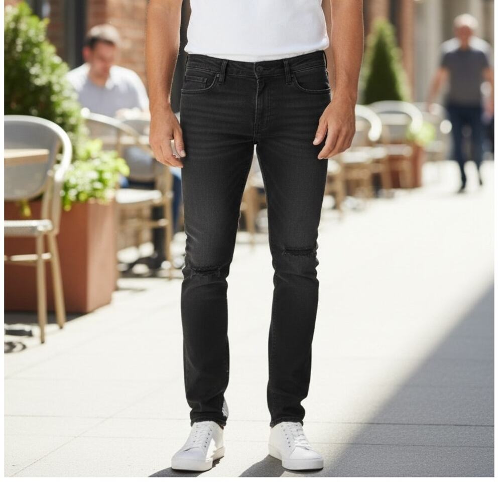 ABERCROMBIE & FITCH Jeans Size 31 W 28 L Black Raw Hem Nature Collection